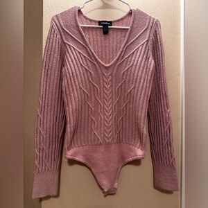 Women’s Pink Ribbed Knit Bodysuit